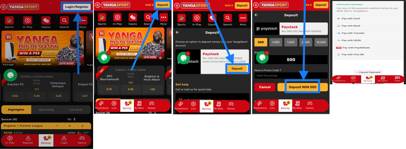 Depositing Money on Yangasport