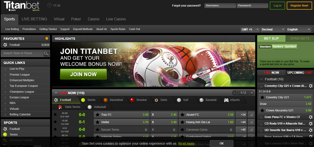 Official website of Titanbet bookmaker