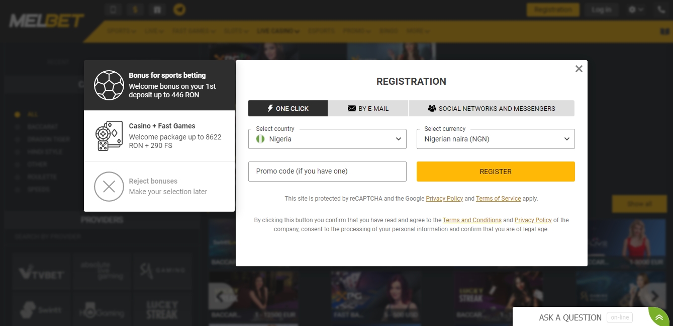 Melbet Registration